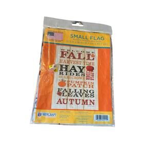 Fall Harvest Garden Flag 12.5x18 Autumn Pumpkin Patch Hay Rides Welcome USA Made